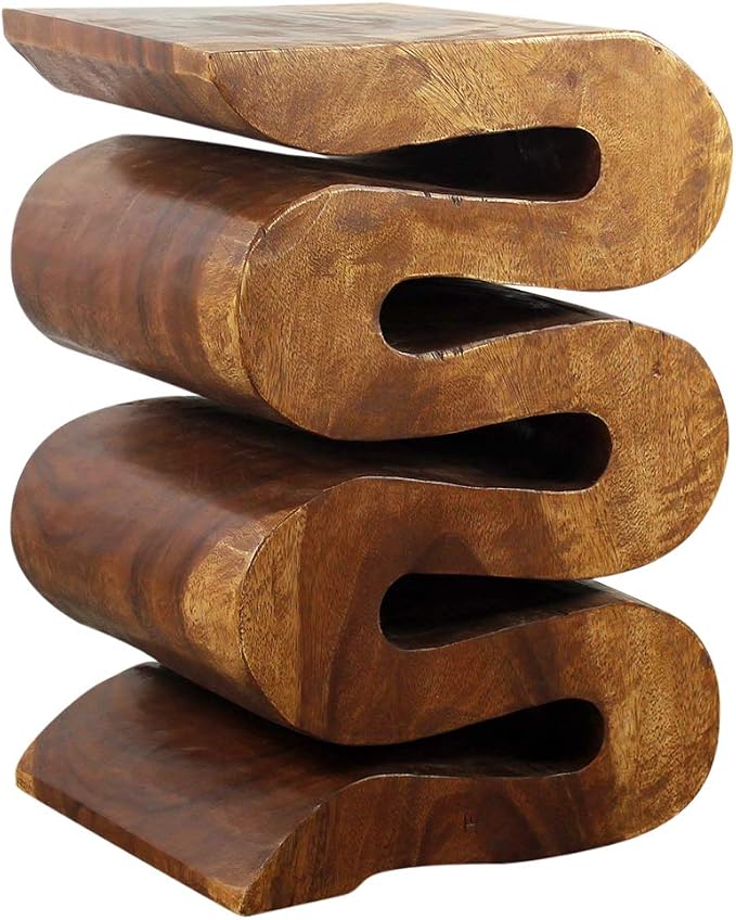 Haussmann Wood Wave Verve Accent Snake Table 12x14x20 in H Walnut Oil by Haussmann