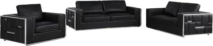 Blackjack Furniture Catania Modern Top Grain Italian Leather Sofa Set by BlackjackFurniture