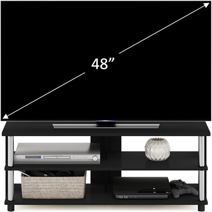 Furinno Sully 3-Tier Stand for TV up to 48 Inch, Americano/Chrome - Image 3