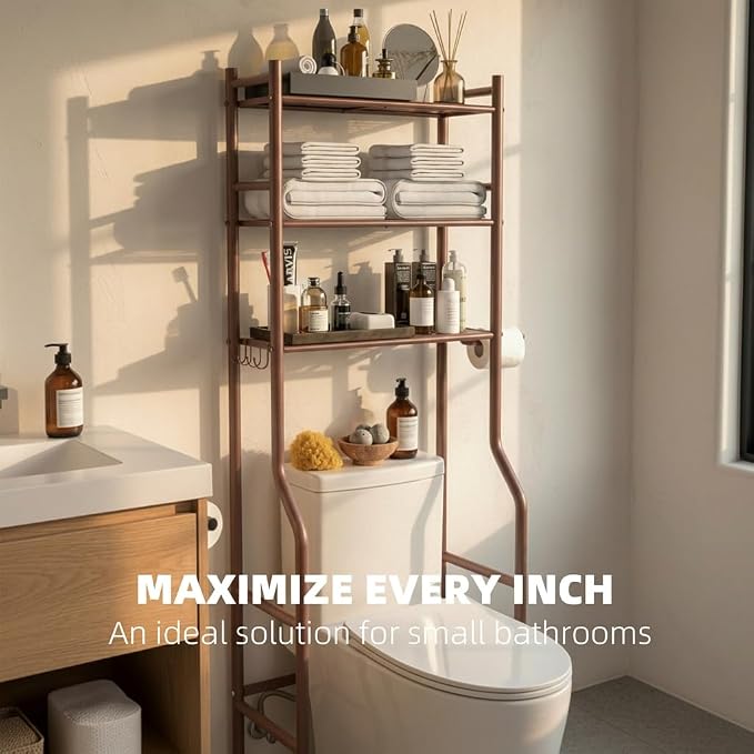 GloTika 3-Tier Over Toilet Storage - 150lb Total Capacity Metal Bathroom - Image 4