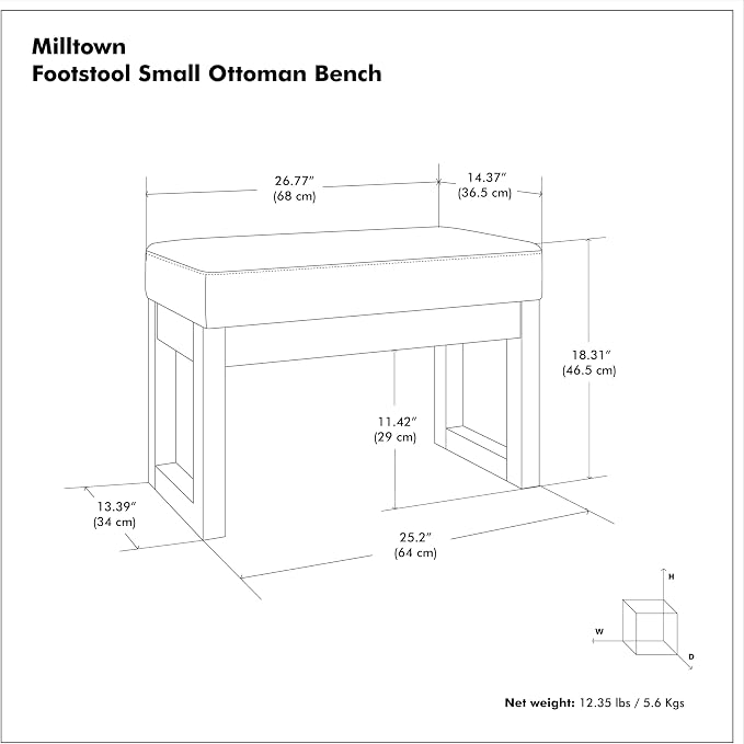 SIMPLIHOME Milltown Small Ottoman Bench - Image 10