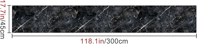HOMETITUTE Black Marble Wallpaper Peel and Stick Dark Stone Pattern 118.1x17.7 - Image 5