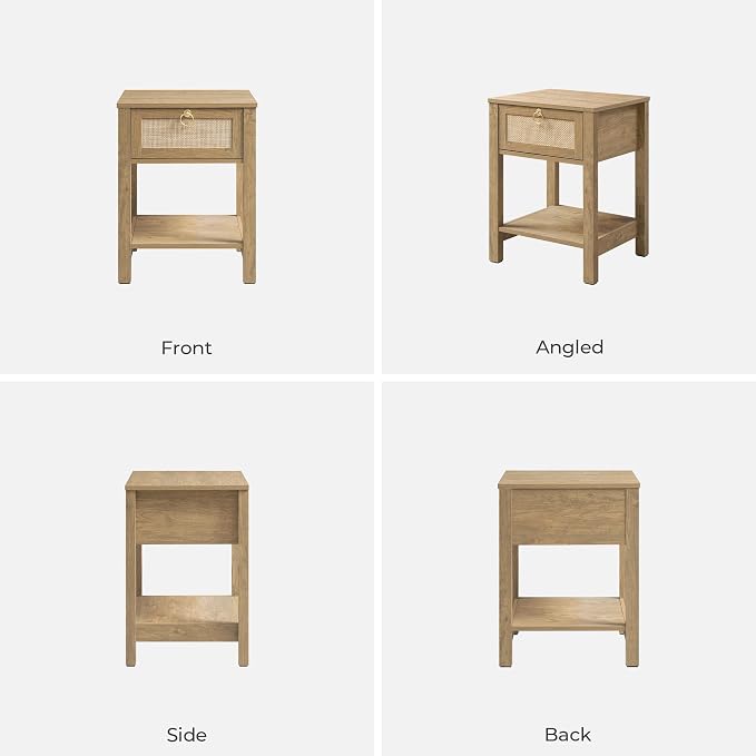 SICOTAS Rattan Nightstand Set of 2, Rattan Decor Drawer - Image 9