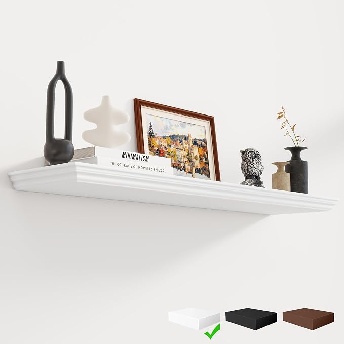 Fun Memories Floating Shelves 40 Inch Long, 9.3 Inch Deep Classic Crown Molding by FunMemories