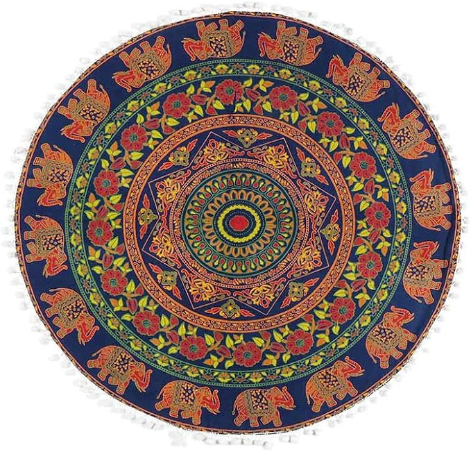 Mandala Floor Pillow Cover Meditation Cushion Seating Throw Hippie Round - Image 3