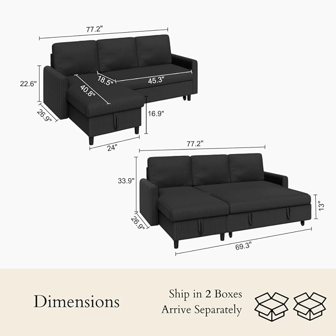 JAMFLY Pull Out Sleeper Sofa Bed - Image 2