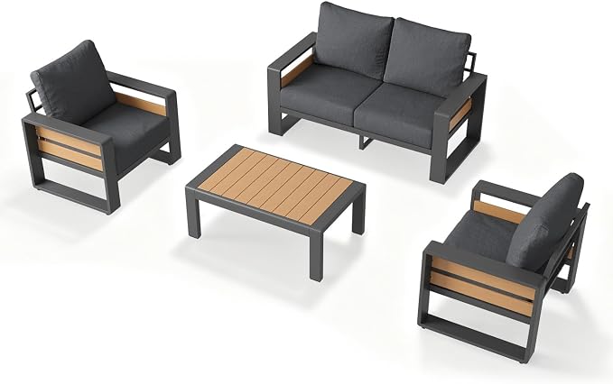Aoxun Aluminum Patio Furniture Set, 4 Piece Luxury Outdoor Sectional - Image 9
