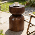 Solid Wood Stool & Sofa Side Table, Rustic Hourglass Wabi-Sabi Accent Coffee by Unknown