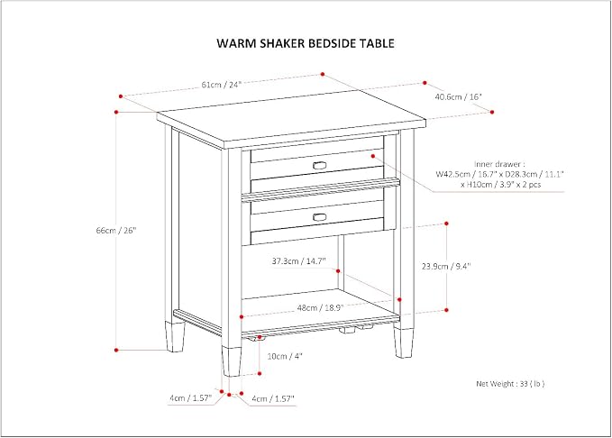 SIMPLIHOME Warm Shaker Bedside Table - Image 3