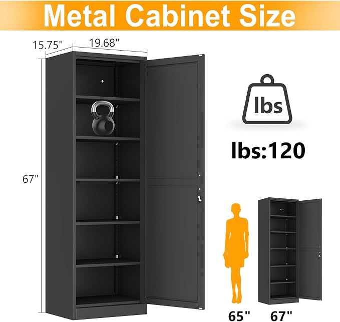 Ckzbx Metal Locker Tall Narrow Storage Cabinet, Gym Home Office, Entryway and - Image 3