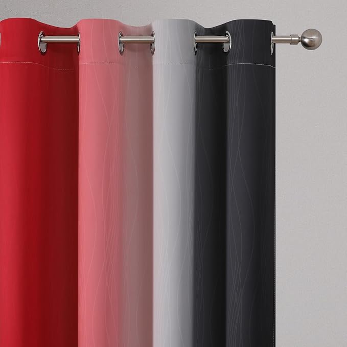 Estelar Textiler Red and Black Ombre Blackout Curtains 102 Inches Long 2 Panels - Image 4