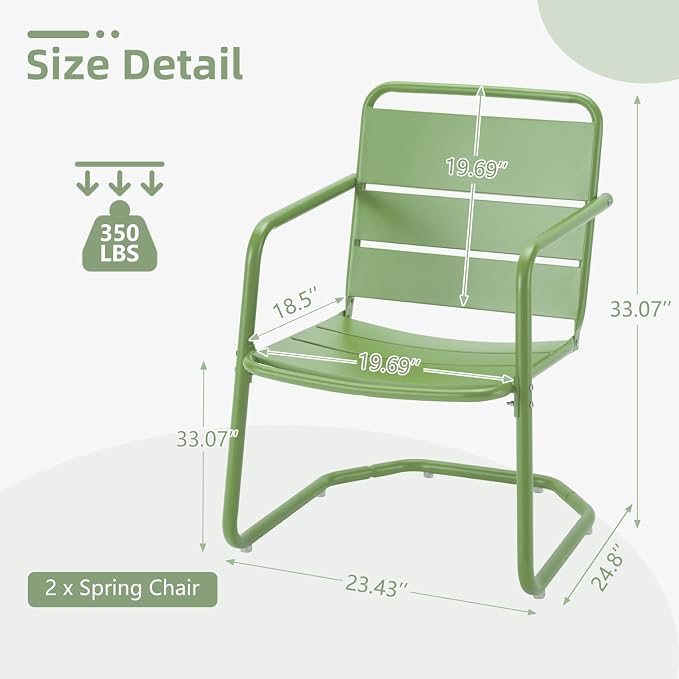 MELLCOM Patio Chairs Set of 2, Small Patio Furniture Set - Image 2