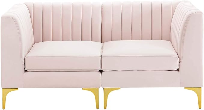 Modway EEI-4346-PNK Triumph Channel Tufted Performance Velvet Loveseat - Image 4