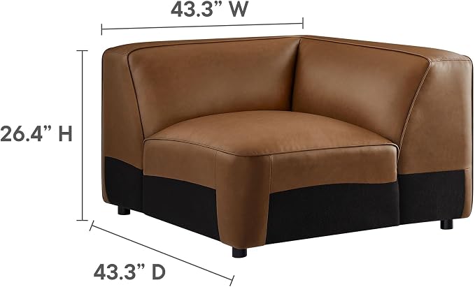Modway Auren Vegan Leather Corner Modular Chair in Coffee - Image 3