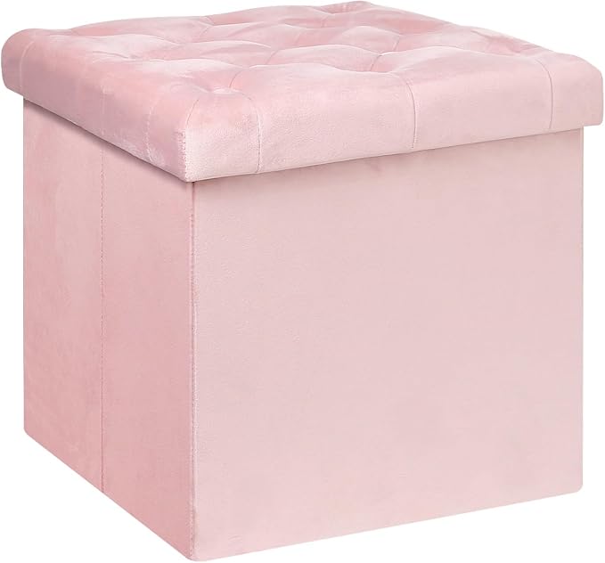 B FSOBEIIALEO Storage Ottoman Cube, Velvet Tufted Folding Ottomans by BFSOBEIIALEO