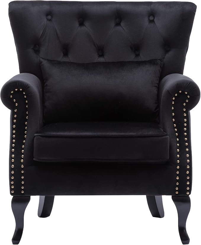 Mid Century Accent Chair Modern Button Tufted Armchair Club Chair Velvet by DMFurniture