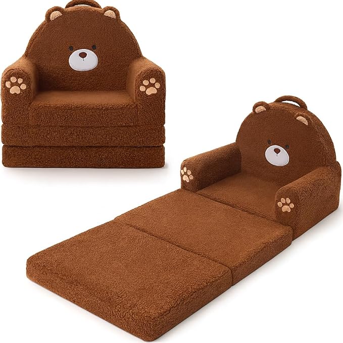MOONBEEKI 2-in-1 Foldable Toddler Couch, Soft Sherpa Fabric by MOONBEEKI