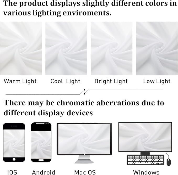 Lecloud White Sheer Curtains 48 Inch Length 2 Pcs, Light Filtering Voile - Image 7