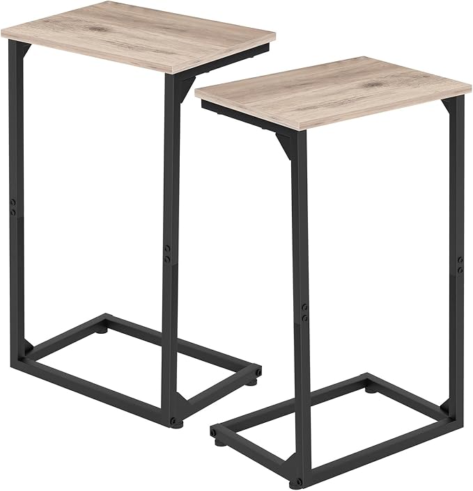 AMHANCIBLE C Shaped End Tables Set of 2, Couch Side Tables that Slide Under Sofa by AMHANCIBLE