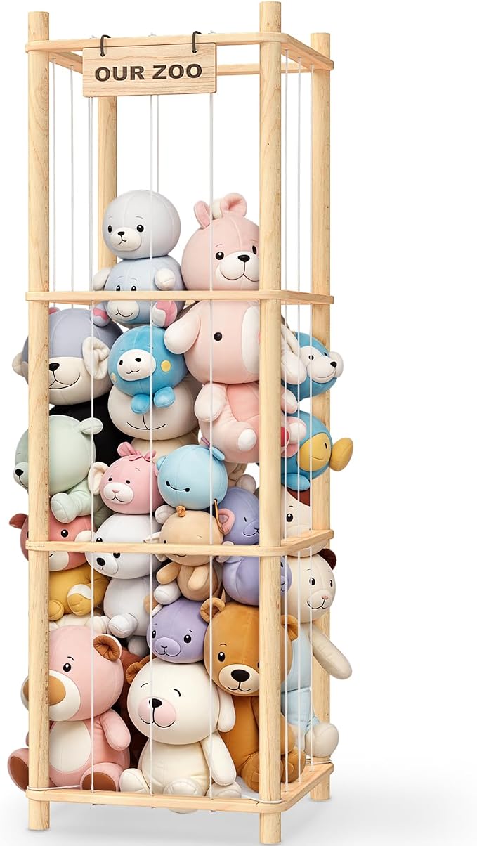 Woodure Stuffed Animal Storage & Organizer, Wooden Cute Zoo Toy Holder by CraftingNatureandComforts