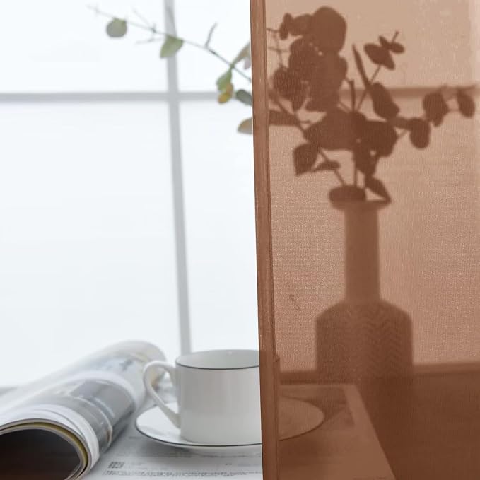 SpaceDresser Brown Sheer Curtains 4 Panels Rod Pocket Semi-Sheer Curtain 63 - Image 5