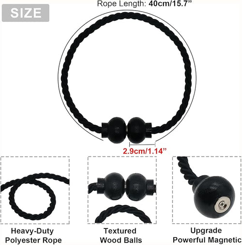 4 Pack Magnetic Curtain Tiebacks Modern Handmade Rope Curtain Tie Backs - Image 2