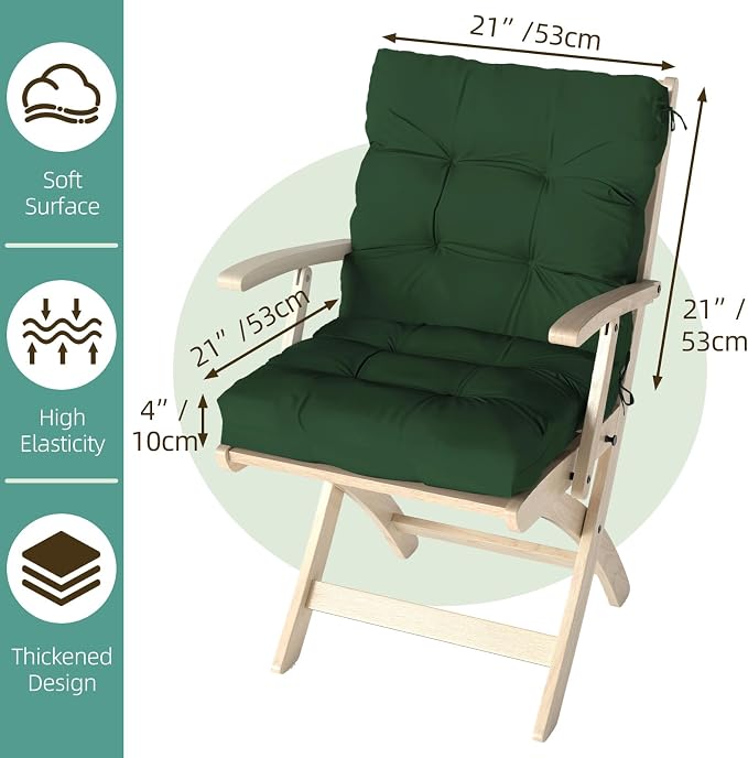 Outdoor Chair Cushion, High Back Soft Seat Pad - Image 9
