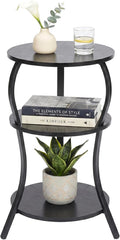 Vintage Small Round Side Table, 3-Tier Slim Waist Circular End Table by YEAKOO