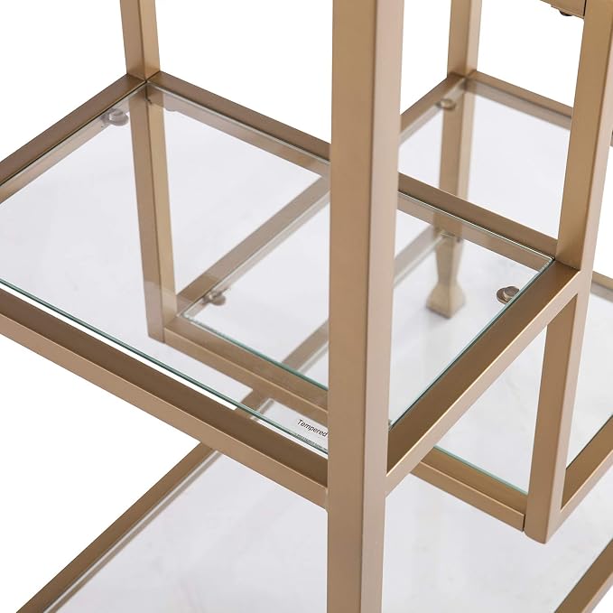 SEI Furniture Jaymes Metal/Glass Asymmetrical Étagère/Bookcase - Image 13