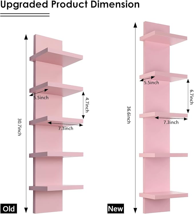 Homaterial 5 Tier Wall Shelf Unit, Decorative Wall Mount Vertical Shelving - Image 3