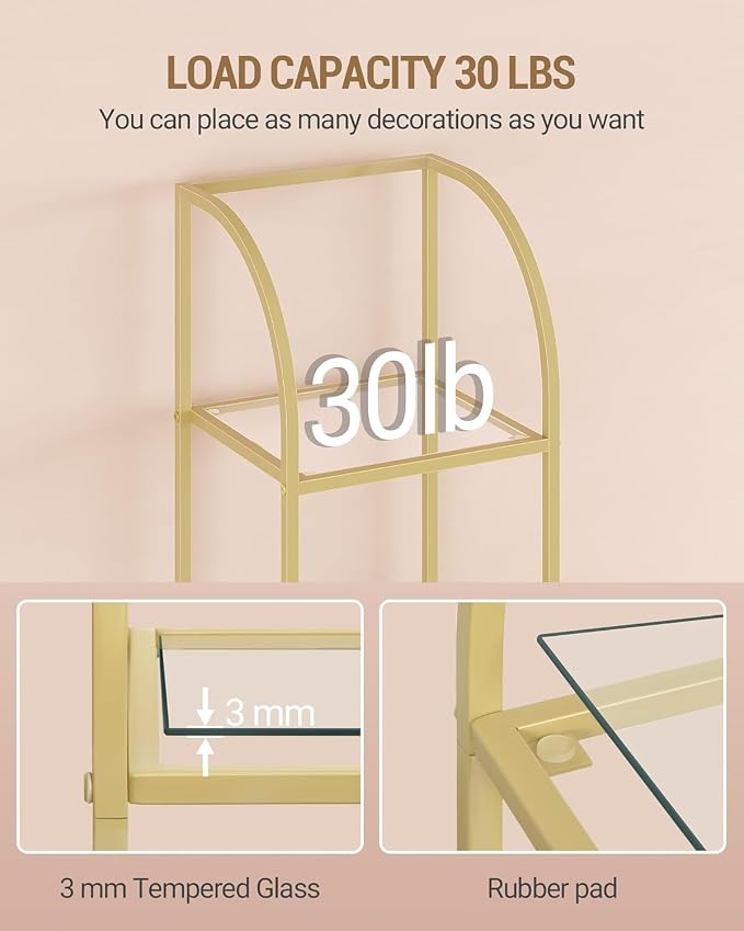 Hzuaneri Bookcase Bookshelf, Tempered Glass Arched Bookshelf - Image 6