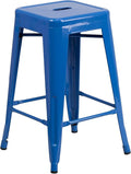 Flash Furniture Kai Commercial Grade 24" High Backless Blue Metal by FlashFurniture