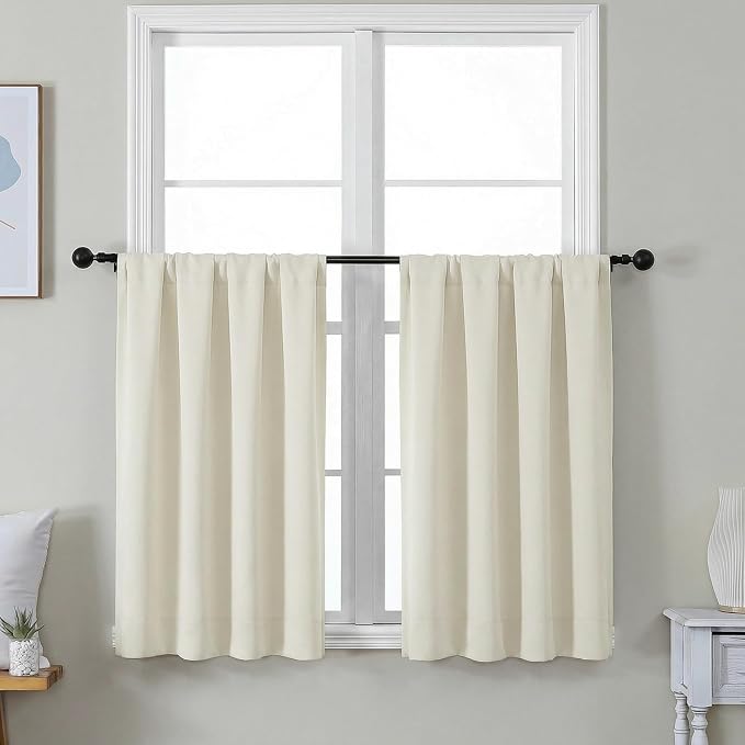 Simplebrand Ava Ivory Short 36 Inches Light Filtering Curtain 2 Panels Set by Simplebrand