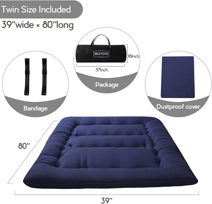 MAXYOYO Japanese Floor Mattress Futon Mattress, Thicken Tatami Mat Sleeping Pad - Image 2