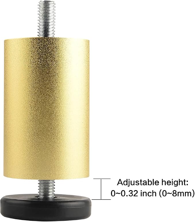 4 Pack Gold Furniture Legs 3 Inch Dresser Support Feet Metal Cabinet Adjustable - Image 6