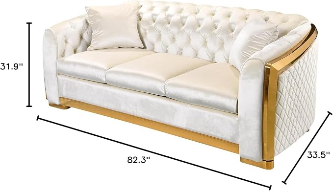 WinJoy 82.3 Inch Velvet Sofa Set - Image 2