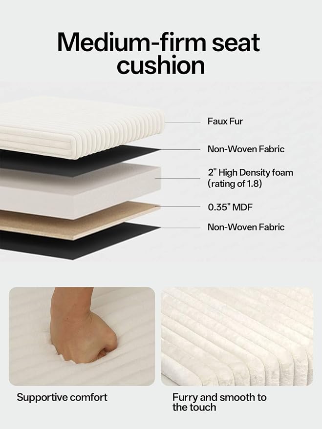 ABHENG 17.7 inches Faux Fur Ottomans Cube - Image 4