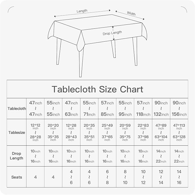 BALCONY & FALCON Small Square Tablecloth Washable Wrinkle Resistant and Water - Image 7