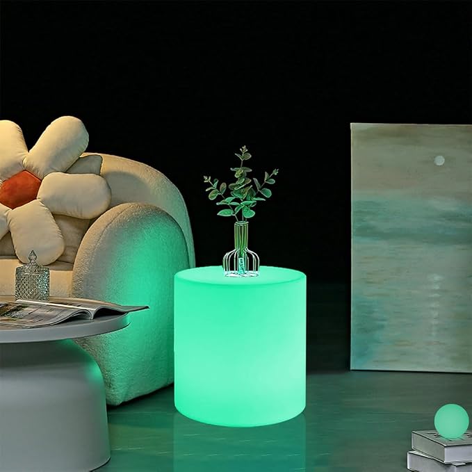 16-inch LED Cylinder Stool, Rechargeable Glowing Chair w/Remote, Dimmable 16 - Image 6