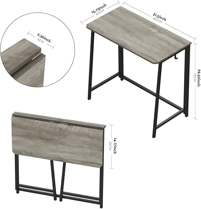 WOHOMO Folding Desk, Small Foldable Desk 31.5" - Image 3