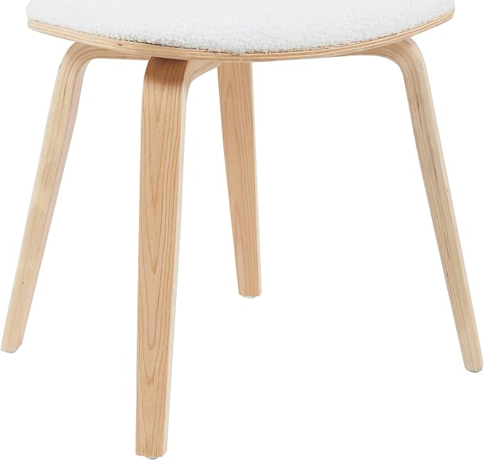 Armen Living Jaguar Mid-Century Upholstered Dining Chair in White Boucle and - Image 7
