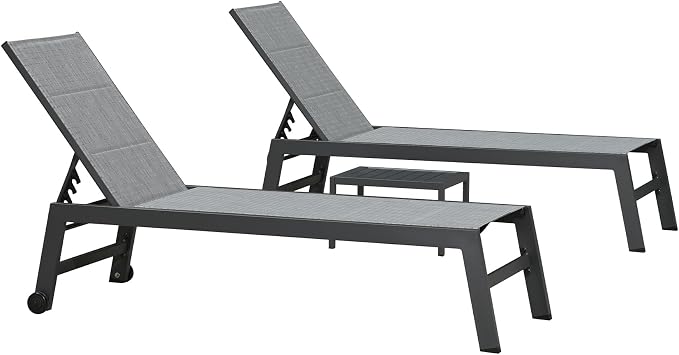 PURPLE LEAF Outdoor Chaise Lounge Set of 4 Aluminum Patio Lounge Chair - Image 8