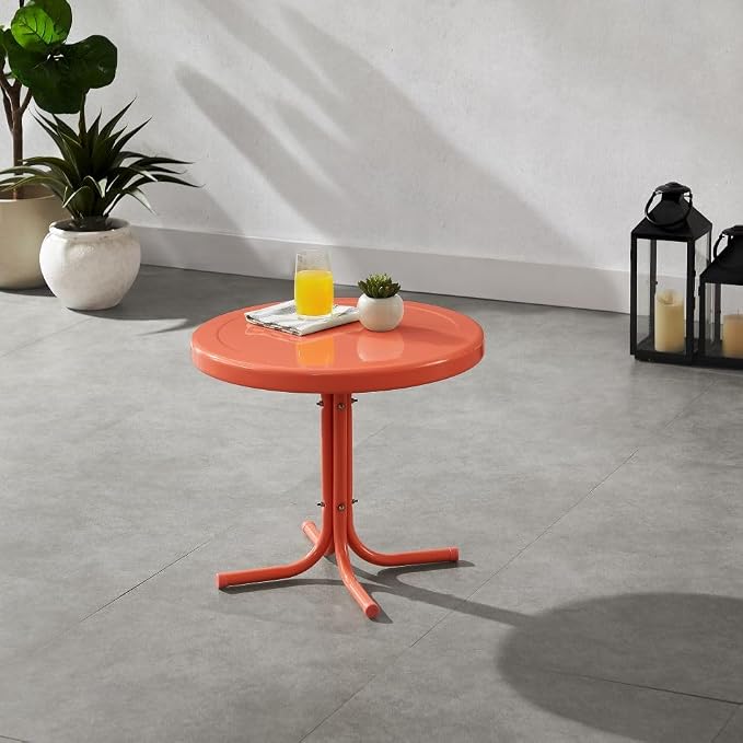 Crosley Furniture Griffith Weather Resistant Retro Metal Outdoor Side Table - Image 7