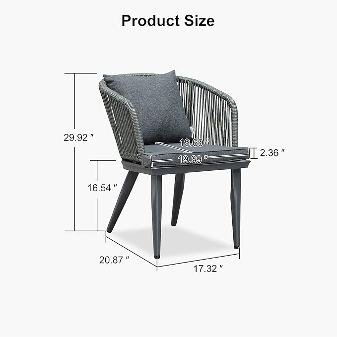 PURPLE LEAF Patio Dining Chair Set Modern Wicker Outdoor Furniture Seating - Image 2