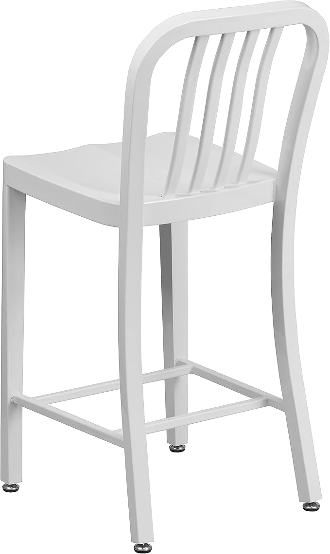 Flash Furniture Commercial Grade 24" High White Metal Indoor-Outdoor Counter - Image 6