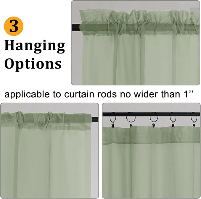 Gwine Sage Green Sheer Curtains - Image 3