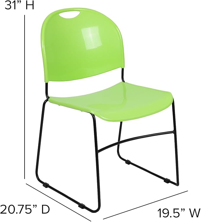 Flash Furniture HERCULES Series 880 lb. Capacity Green Ultra-Compact Stack Chair - Image 3