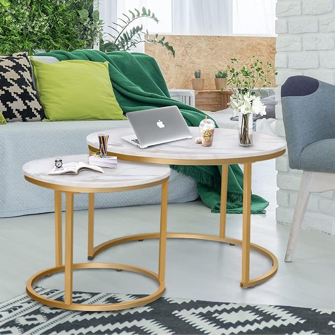 Garden 4 you Nesting Coffee Table Faux White Marble - Image 7
