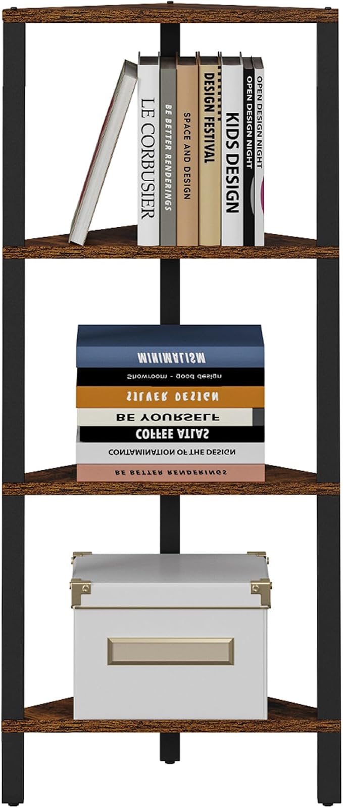 TUTOTAK Corner Shelf, 4-Tier Corner Bookshelf - Image 7