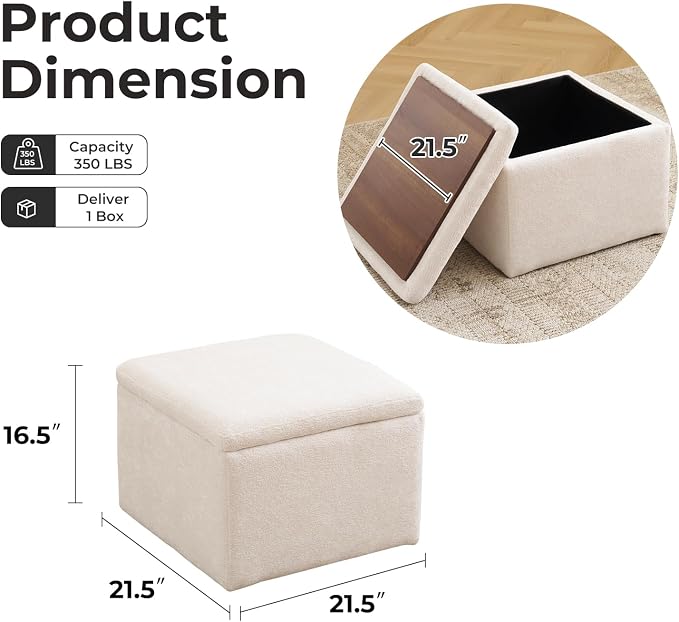 Cube Storage Ottoman, Chenille Ottoman Foot Stools, Ottoman Footstool - Image 2